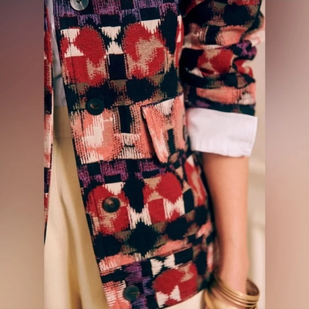 SÉZANE Leo Aztec Rose Pink Purple Jacquard Oversized Jacket New Without Tag RARE